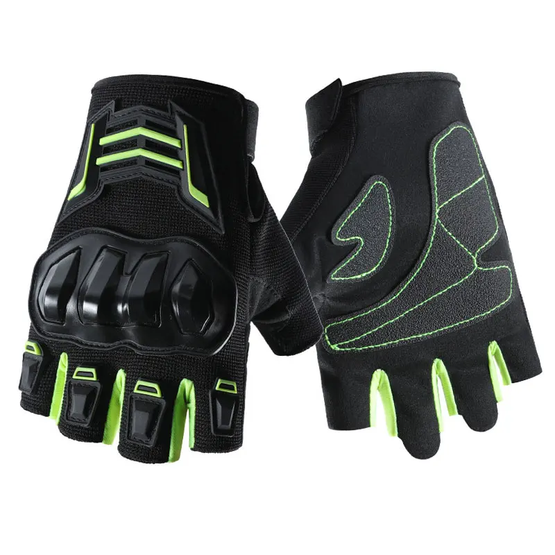 Motorcycle Gloves Men's Women Motorbike Riding Gloves Protective Gear Summer Half Finger Guantes Moto Black Protective Gear