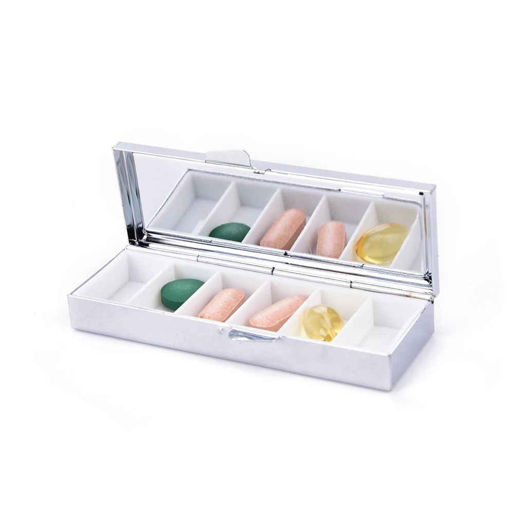 1pc 6 Grid Folding Pill Case Container For Medicines Organizer Pill Box Travel Essential Pill Splitters