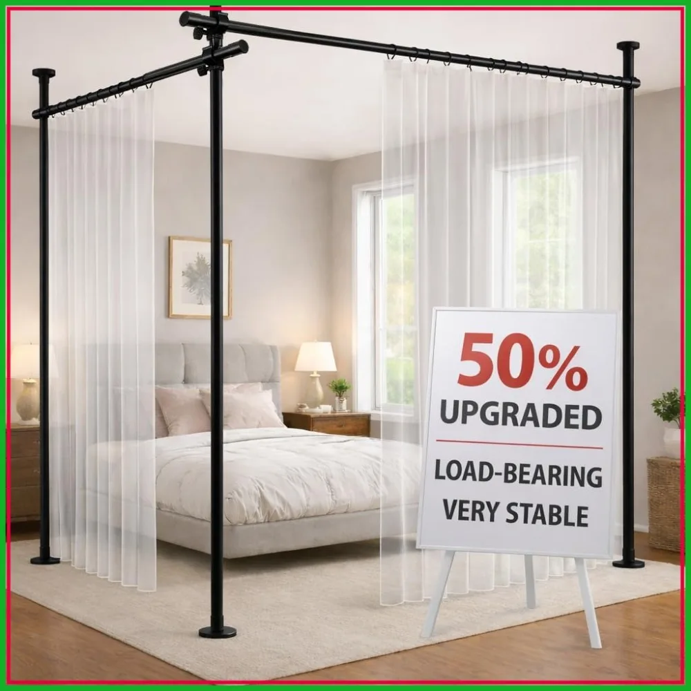 

Adjustable Tension Curtain Rod, No Drill Room Divider, 35-100 in Width, 43-120 in Height