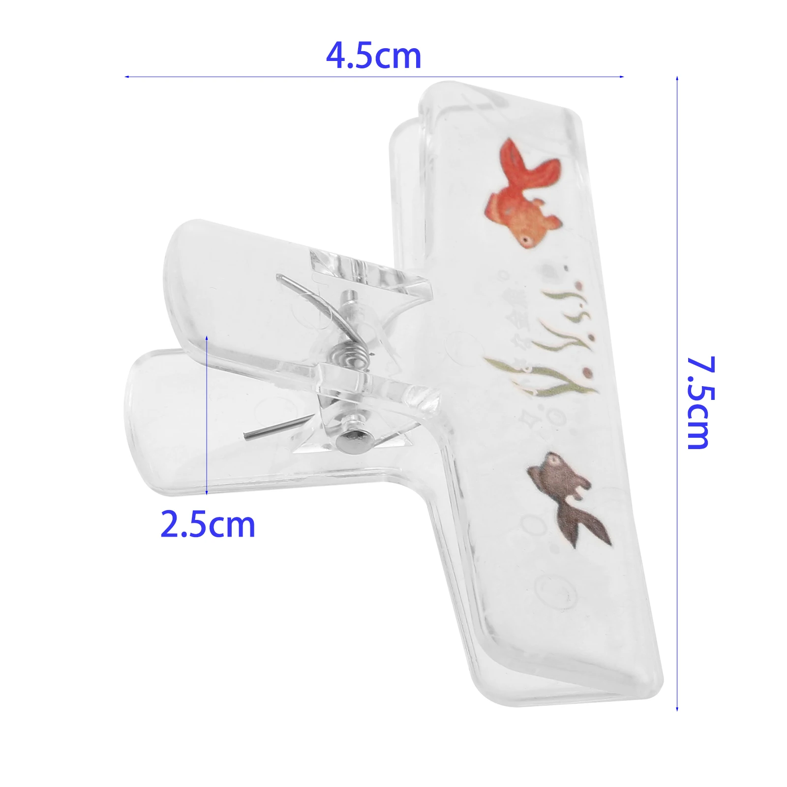 Transparent Acrylic Long Tail Clip Cute Summer Goldfish Pattern Book Page Holder for Students Sheet Music Document Receipt Clip