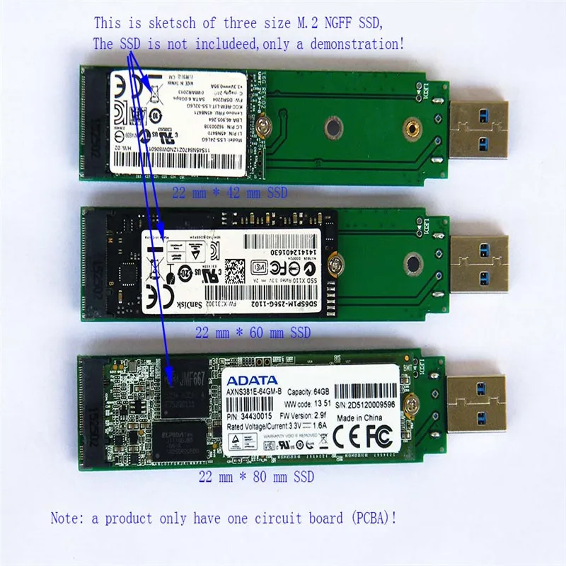 واجهة توصيل USB مستقيمة M.2 NGFF (sata) SSD محرك الحالة الصلبة USB 3.0 صندوق القرص الصلب المحمول