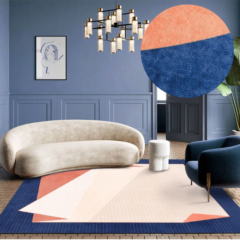 

Blue Modern Carpets for Living Room Simple Large-area Rugs for Bedroom Soft Thickened Lounge Carpet Ins Easy-care Cloakroom Rug