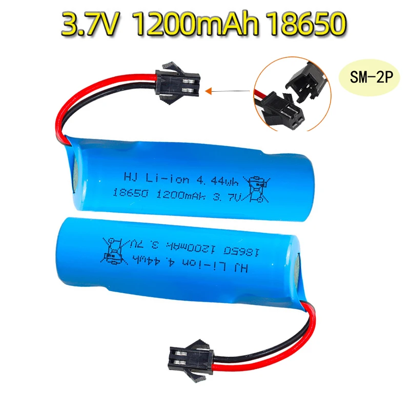 1200mah 3.7V 18650 Battery SM2P Plug Rechargeable 5C Li-lon With PCB Microphone Recorder Remote Control Car Lithium Battery