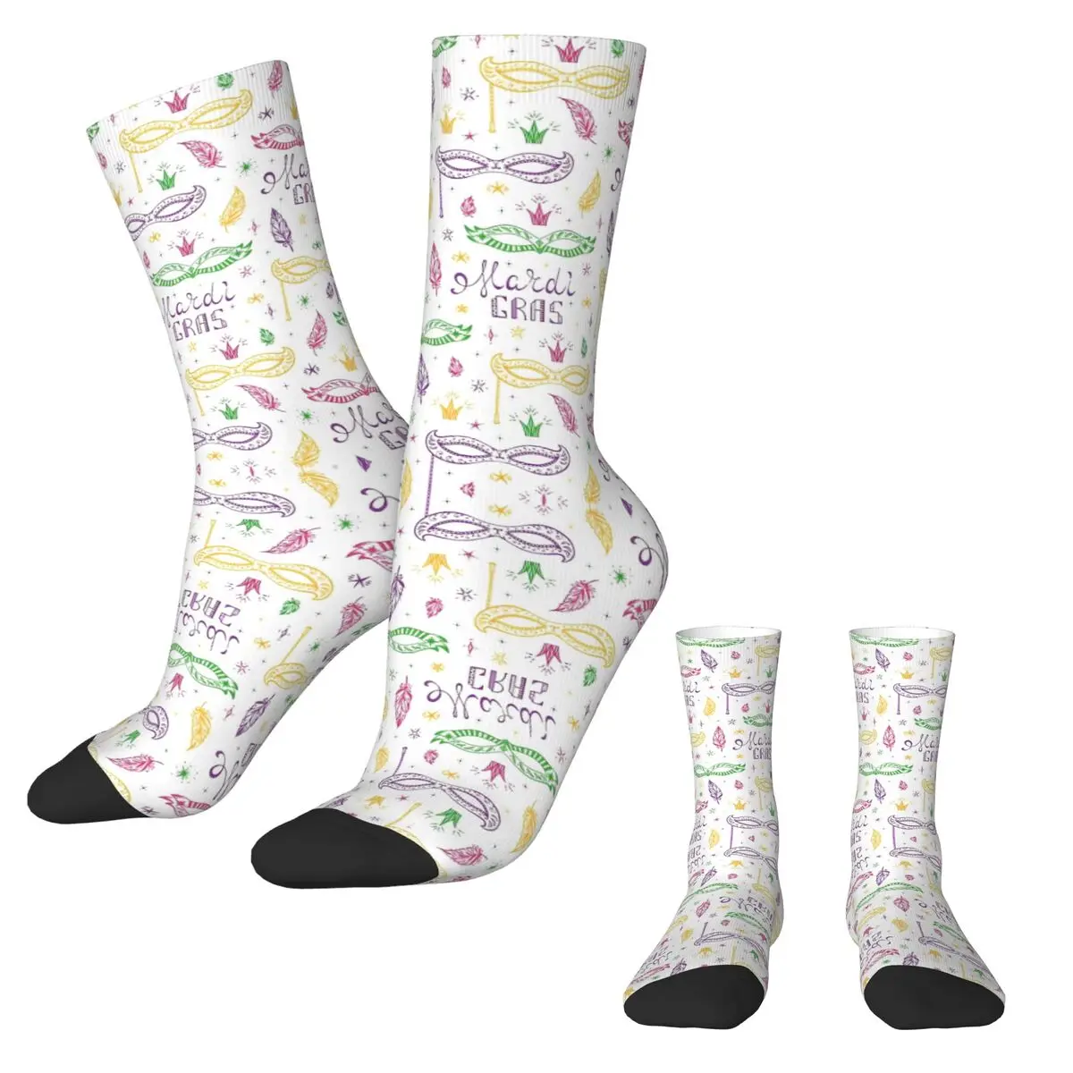 

Чулки с принтом Mardi Gras 2025, современные носки на заказ, зимние противоскользящие носки для взрослых и мужчин, спортивные качественные носки для бега