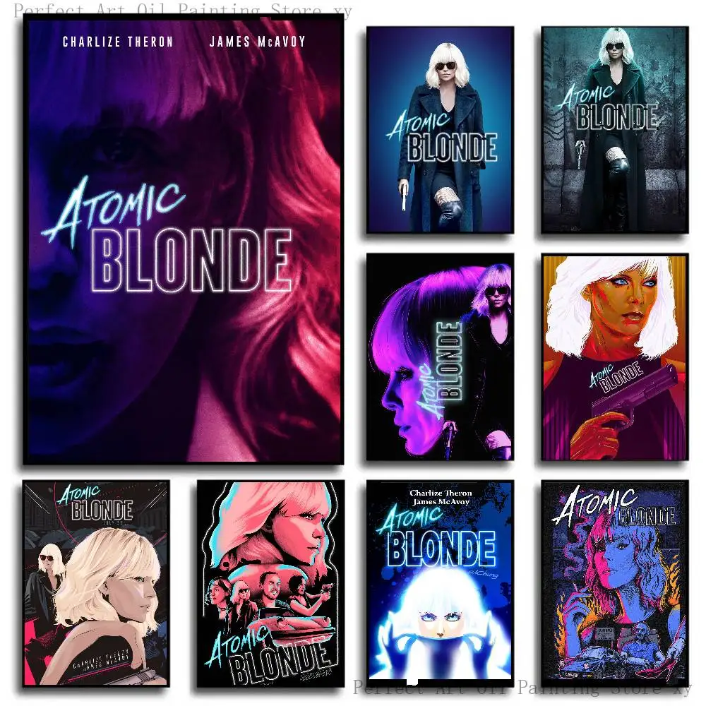 Movie A-Atomic Blonde Posters Living Room Bar Cafe Quality Canvas Vintage Style Comics Painting Art Home Wall Decor Picture