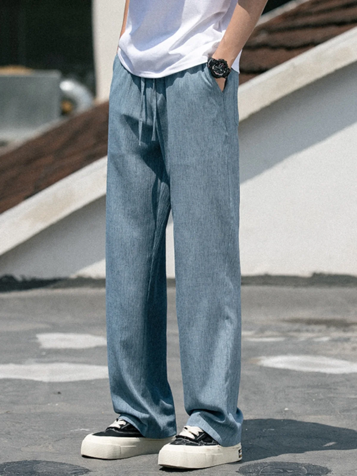 

Мужские летние тонкие дышащие свободные брюки прямого кроя из льна, повседневные широкие брюки из хлопка и льна, удобные брюки свободного кроя