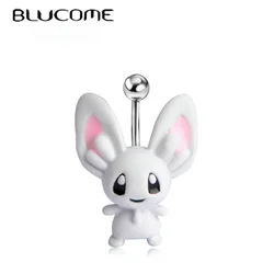 Blucome Rabbit Shape Navel Belly Button Rings For Women Summer Kawaii Animal Body Piercing Jewelry Bikini Tragus Nombril Ombligo
