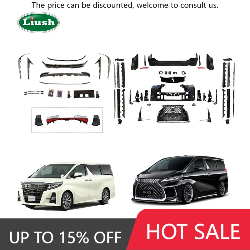 

Liush Style Body Kit For ALPHARD To LEXUS LM MODEL Upgrade Kit Front Bumper With Grille Rear Car Bumper 2019+