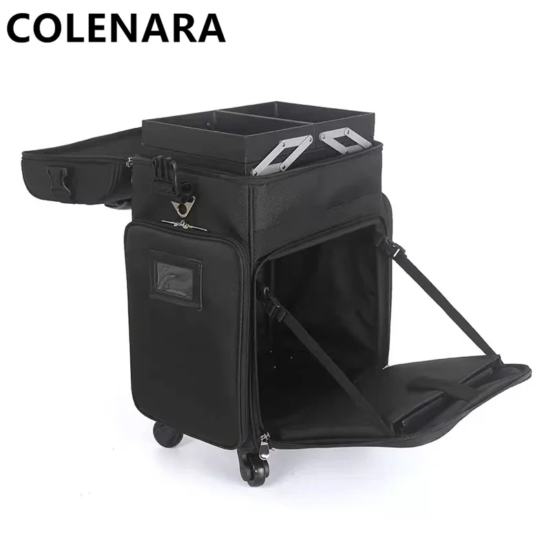 

COLENARA Women's Cosmetic Case Beauty Manicure Tool Box Large Capacity Oxford Cloth Waterproof Cosmetic Bag Rolling Luggage