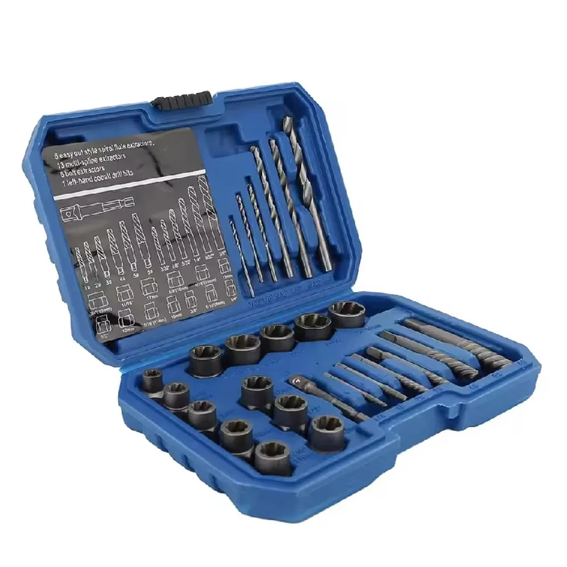 26pcs Set Broken Nut Extractor Extraction Screw Tool Socket BoltNail Nut Broken Wire Extractor