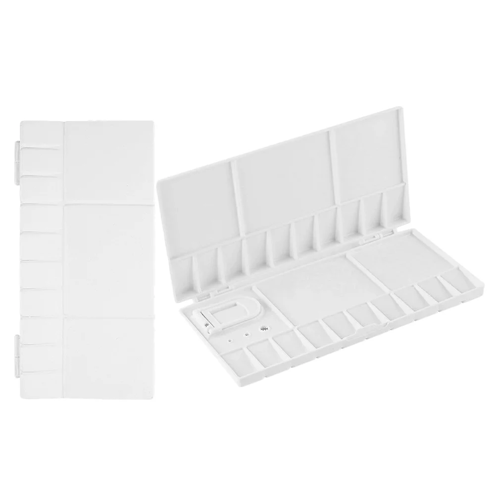 

2Pcs Plastic Folding Palette 25 Slot Compact Portable Watercolor Gouache Mixing Box for Artists Students Paint Storage