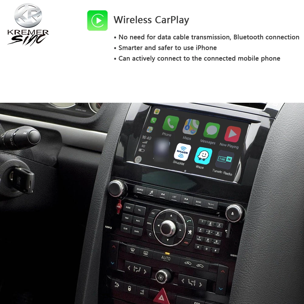 Wireless CarPlay AndroidAuto Retrofit for Peugeot kSmart auto Wireless CarPlay for Peugeot 407 After 2012 Support Mirroring Link