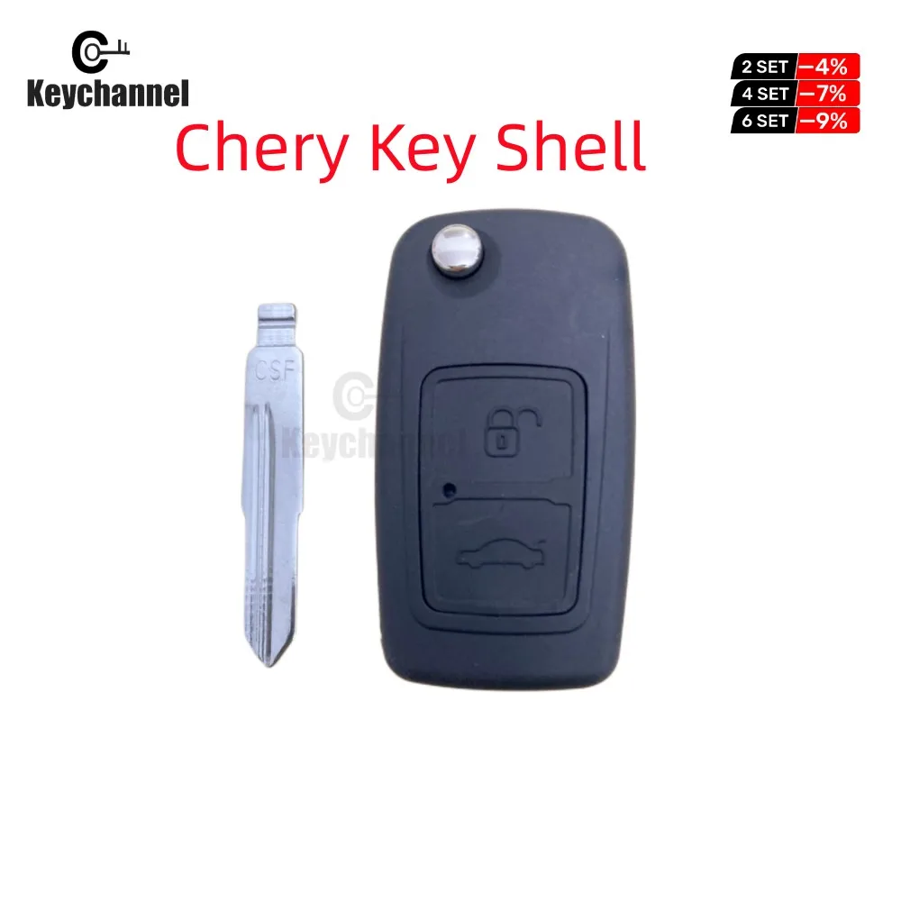 Keychannel 1PCS Car Key Shell Flip Remote Case 2 Button Remote Casing for Chery Fullwin Replacement Key Shell With #78 Key Blade