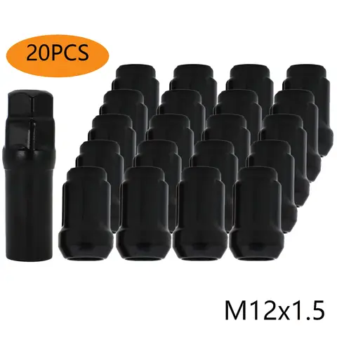 20 Car Chrome 12mmx1.5 Wheel Lug Nuts + 1× 6 Spline Key Car Accessories For Chevrolet Bolt EV Honda Civic Insight Hyundai Tucson