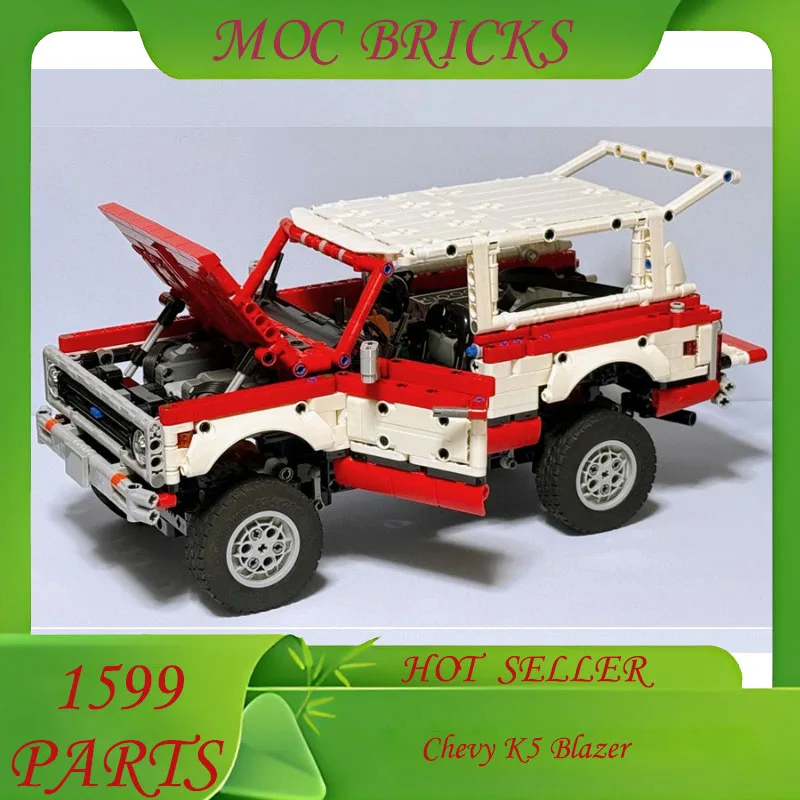 

Настроить 1601, детали MOC, внедорожник Chevy K5, Blazer, динамическая обновленная версия, модель, строительные блоки, сделай сам, кирпичи, сборка, подарок