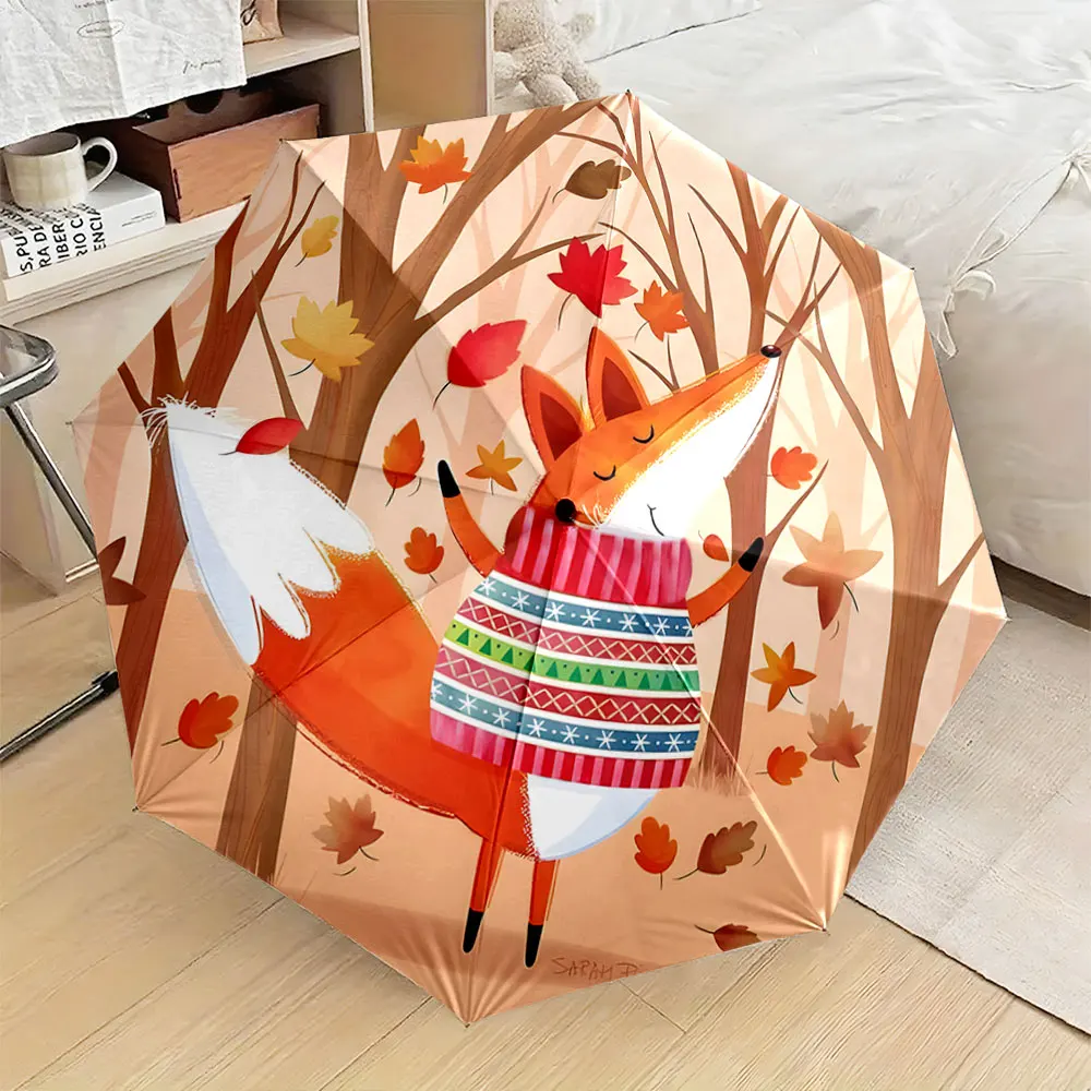 parapluie-portable-impermeable-et-anti-soleil-motif-renard-d'automne-avec-pull-colore-dans-une-foret-aux-feuilles-tombantes-ideal-pour-les-voyages-en-exterieur-et-la-plage