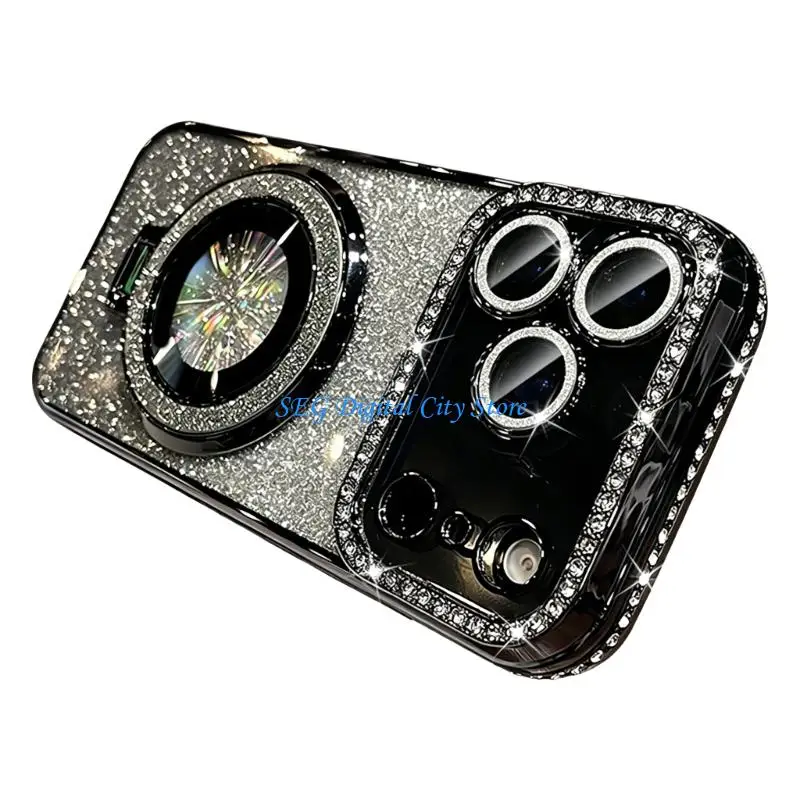U75B Fashionable Sparkling Clear Shockproof Cover With Rotatable Holder For Phone