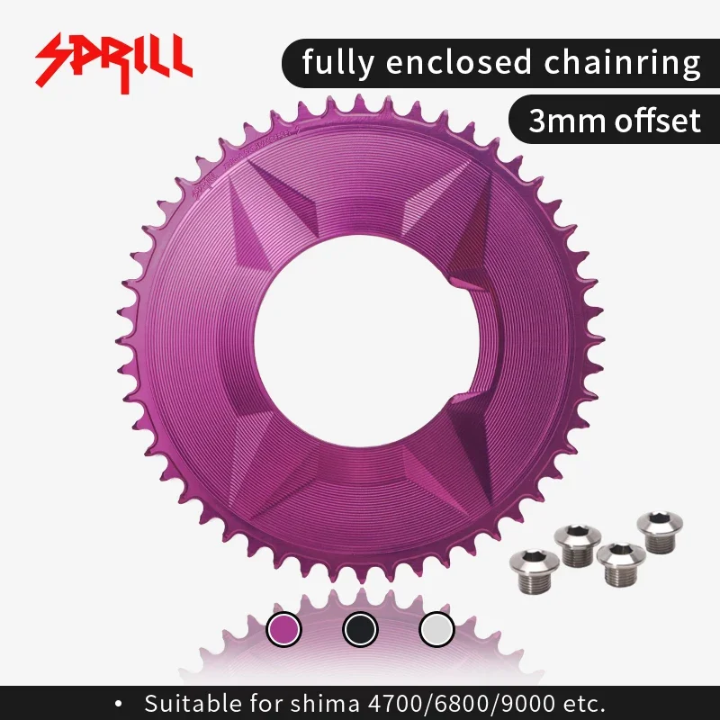 PASS QUEST SPRILL X110BCD 3-S Bicycle Chainring 3mm Offset (4-bolt Fully Enclosed ) Round Narrow Wide Chainring