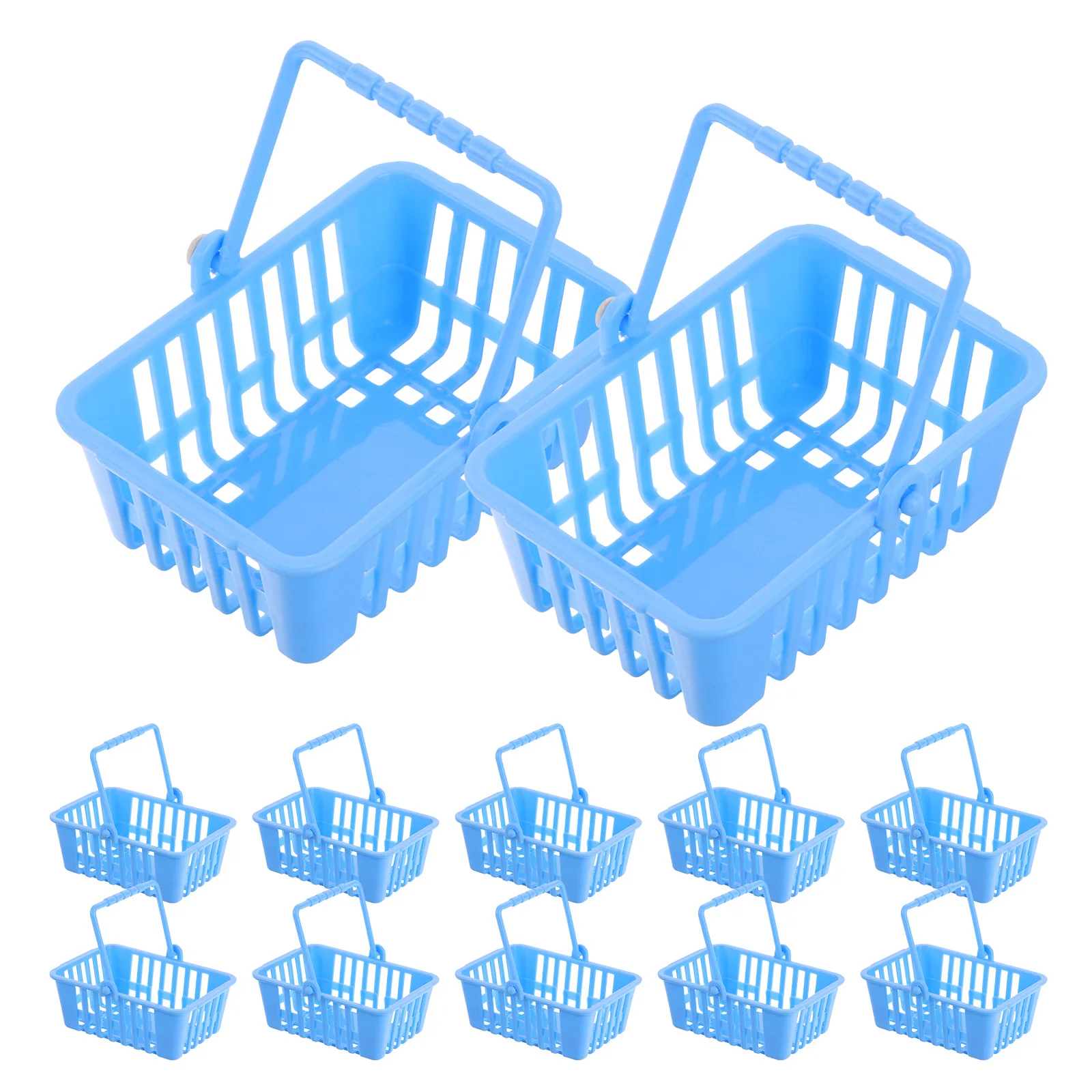 12 قطعة من سلال التسوق الصغيرة مقابض سلة بلاستيكية خفيفة الوزن لوازم سوبر ماركت لمشاريع الديكور المنزلي الصغير الحرفية