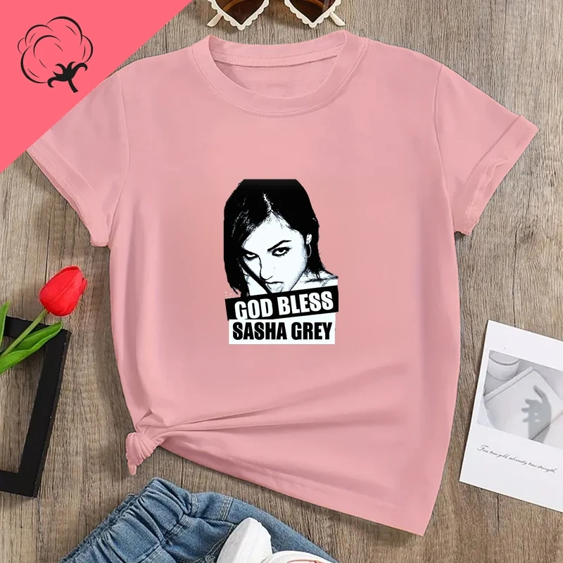 ساشا رمادي الممثل الإباحي الأمريكي الكلاسيكي ملصق طباعة أزياء تي شيرت، الربيع الصيف القطن جولة الرقبة المرأة تي شيرت #2