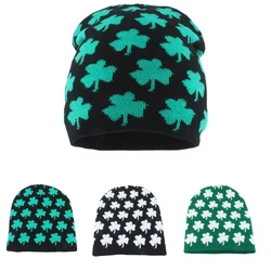 New Autumn Winter Knitted Beanie Women Men Unisex Warm Hats Lucky Clover Bonnet Skullies Y2K Beanies Hiphop Hats Caps