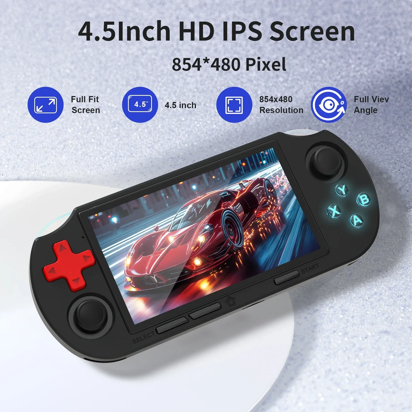 GAMINJA ANS16 لعبة محمولة مفتوحة المصدر 4.5 بوصة IPS شاشة RGB الإضاءة المحمولة ريترو لعبة فيديو وحدة التحكم 64 جيجابايت ل PS1/GBA/SFC
