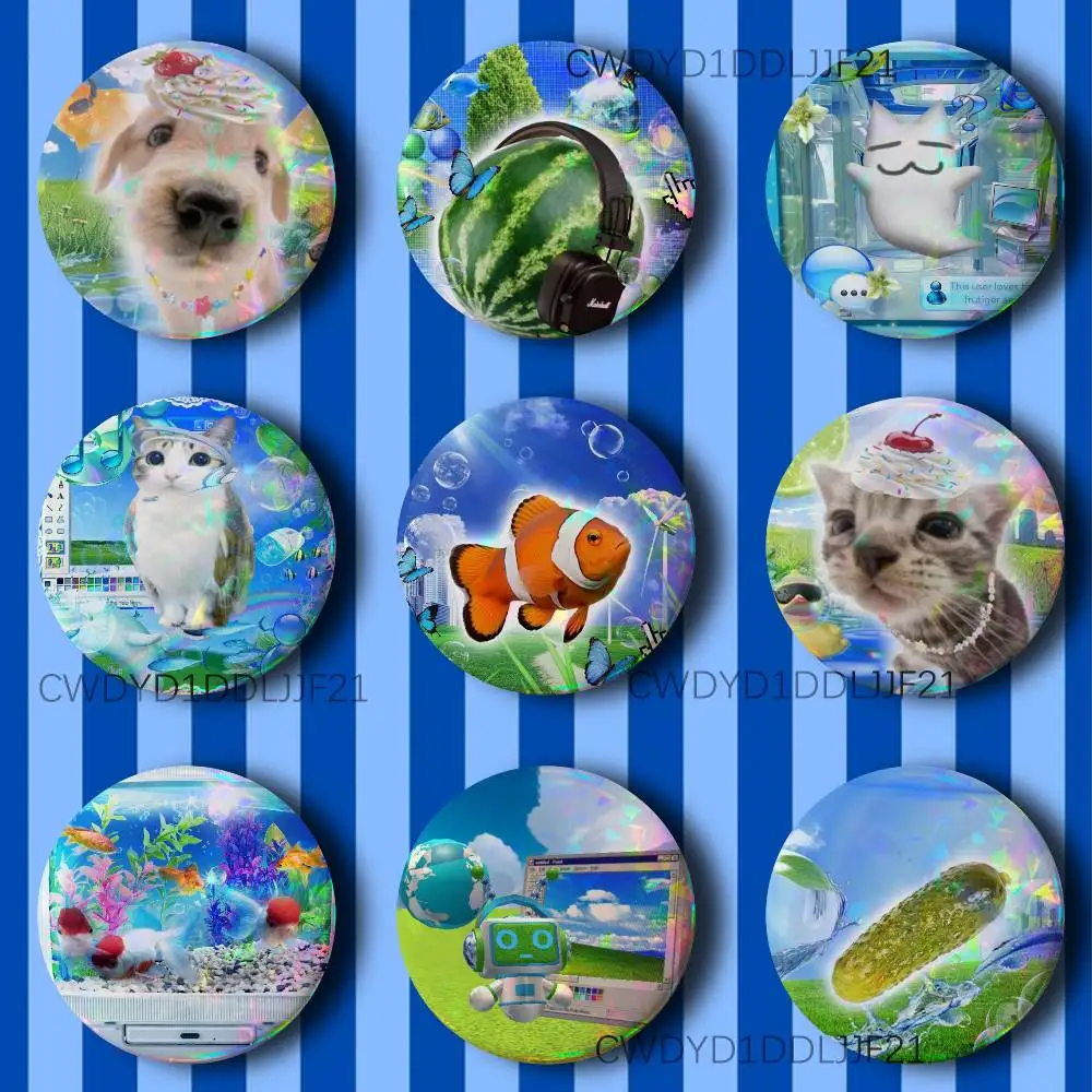 Frutiger Aero Aesthetic Core Badge Brooch Figure Lapel Pins Clothes Backpack Fashion Cute Collection Decoration Display