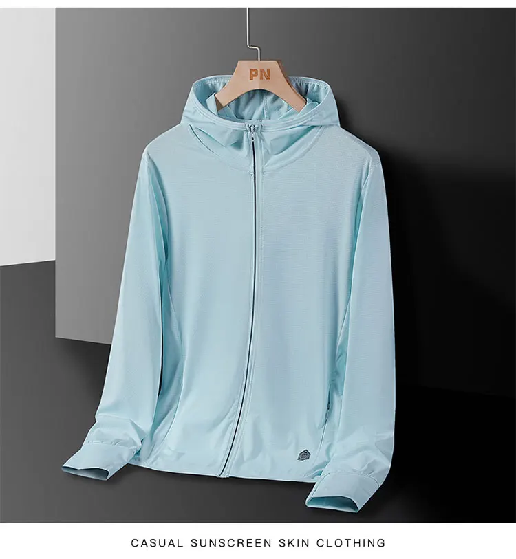 Sommer-Laufjacke für Herren und Damen – leichter Sonnenschutzmantel, UV-Kapuzen-Sport-Windjacke, atmungsaktive, schnell trocknende Passform – Detail 14