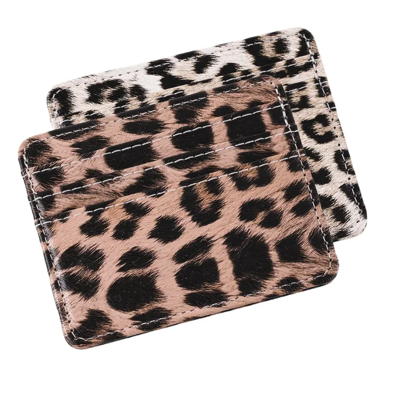 

Женский ультратонкий чехол из искусственной кожи с леопардовым принтом и несколькими слотами для карт, кошелек для кредитных карт