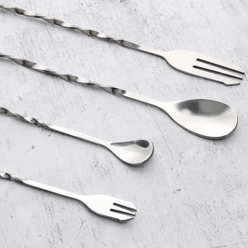 Stainless Steel Threaded Bar Spoon, Swizzle Stick, Coffee Cocktail, Mojito Wine Spoons, Barware, Bartender Tools, 2 Pc
