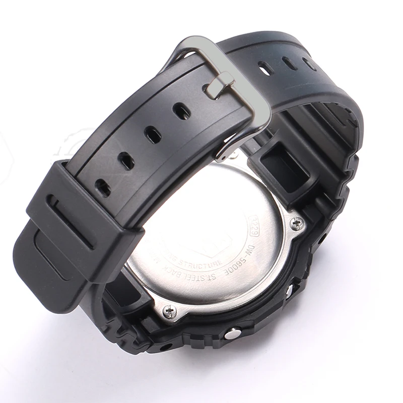 Watch Accessories For DW-5600 G5600 GW-M5610 B5600 Men Sport Waterproof Rubber Band Replacement Strap 16mm Bracelet