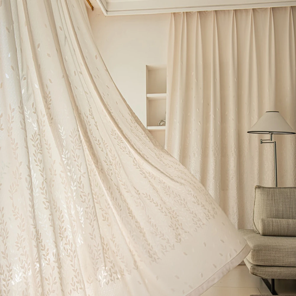 Jacquard-Vorhang im schlichten Stil, staubdichte, mückensichere Vorhänge für Balkon, Wohnzimmer, Schlafzimmer, lässige Heimdekoration