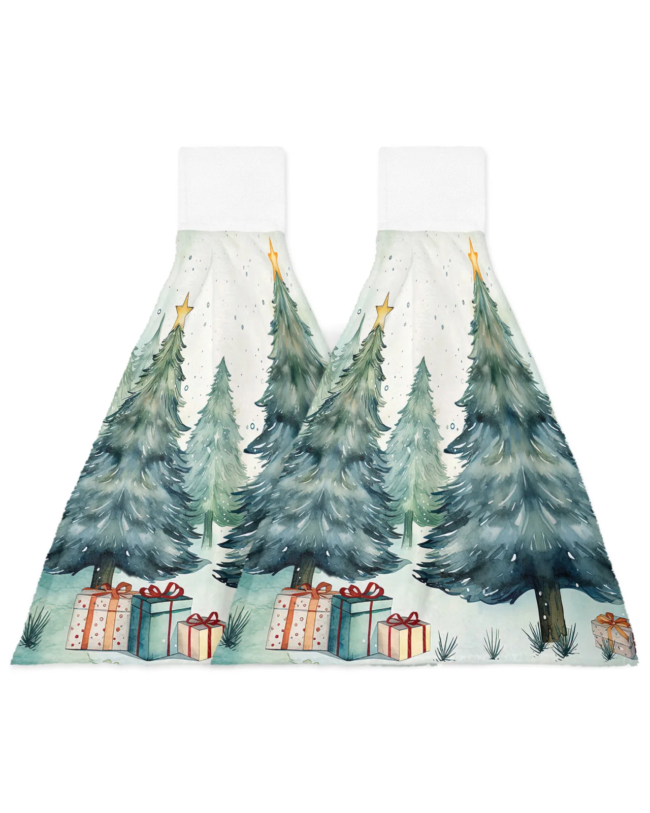 Christmas Christmas Tree Gift Box Hand Towels Kitchen Microfiber Dishcloths Cleaning Cloth Bathroom Absorbent Hanging Towels