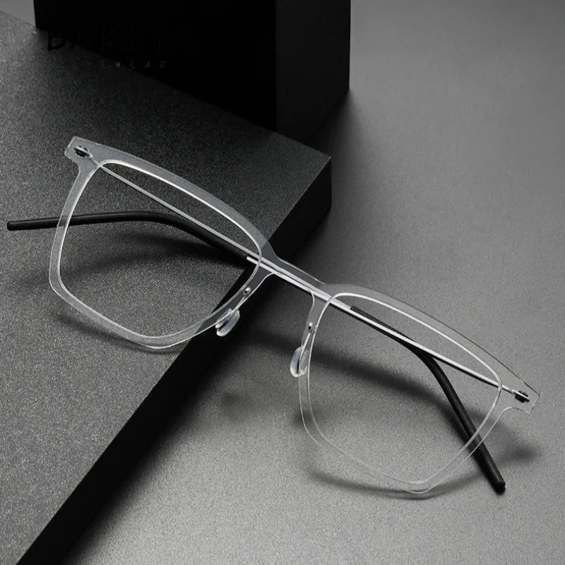 

Denmark Brand Ultra-light 6.7g Pure Titanium Eyeglasses Frame Men and Women Fashion Square Anti-Blue Glasses Screwless Frames