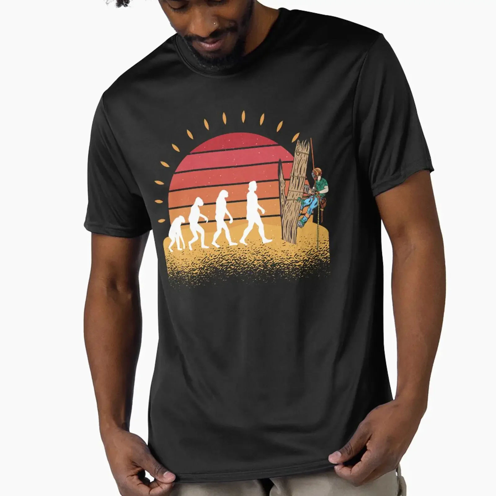 Arborist Evolution Vintage Sunset Art For Tree Trimmer designed and sold by MrEddie10 vintage Washed Versatile