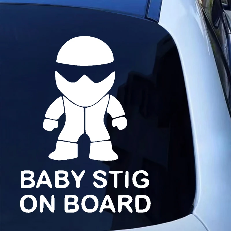 

CS-1728# Baby stig on board waterproof funny car sticker vinyl decal white/black for auto car stickers styling