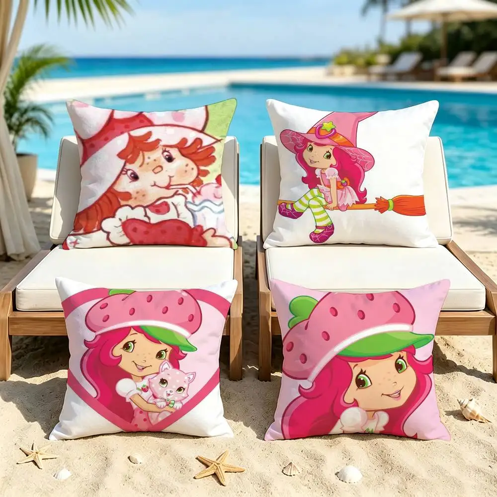 Cute S-Strawberry S-Shortcake-Girl  Square Pillow Case Multi Sizes For Car Home Bedroom Decor Custom Valentine Gifts