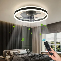 Nordic Led Ceiling Fan with Light DC Motor 6-speed Timing Fan 50CM Low Floor Loft Remote Control Decorative Fan with Light