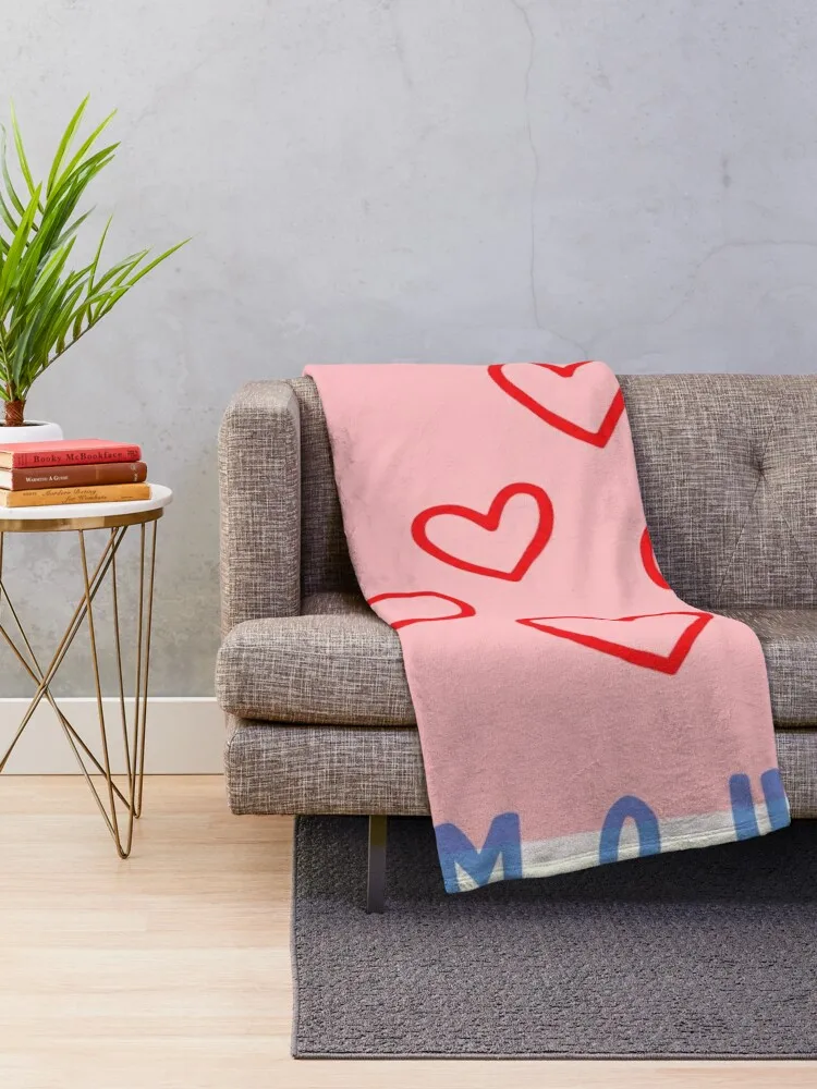 Amore Heart French Valentine Throw Blanket Soft Plush Plaid blankets and throws Blankets