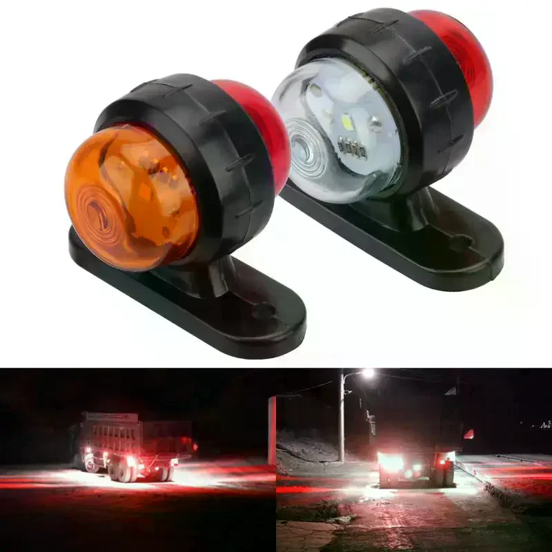 12V 24V Dual Color Truck Side Marker Light LED High Visibility Width Waterproof Lamp for Construction Vehicle Applications