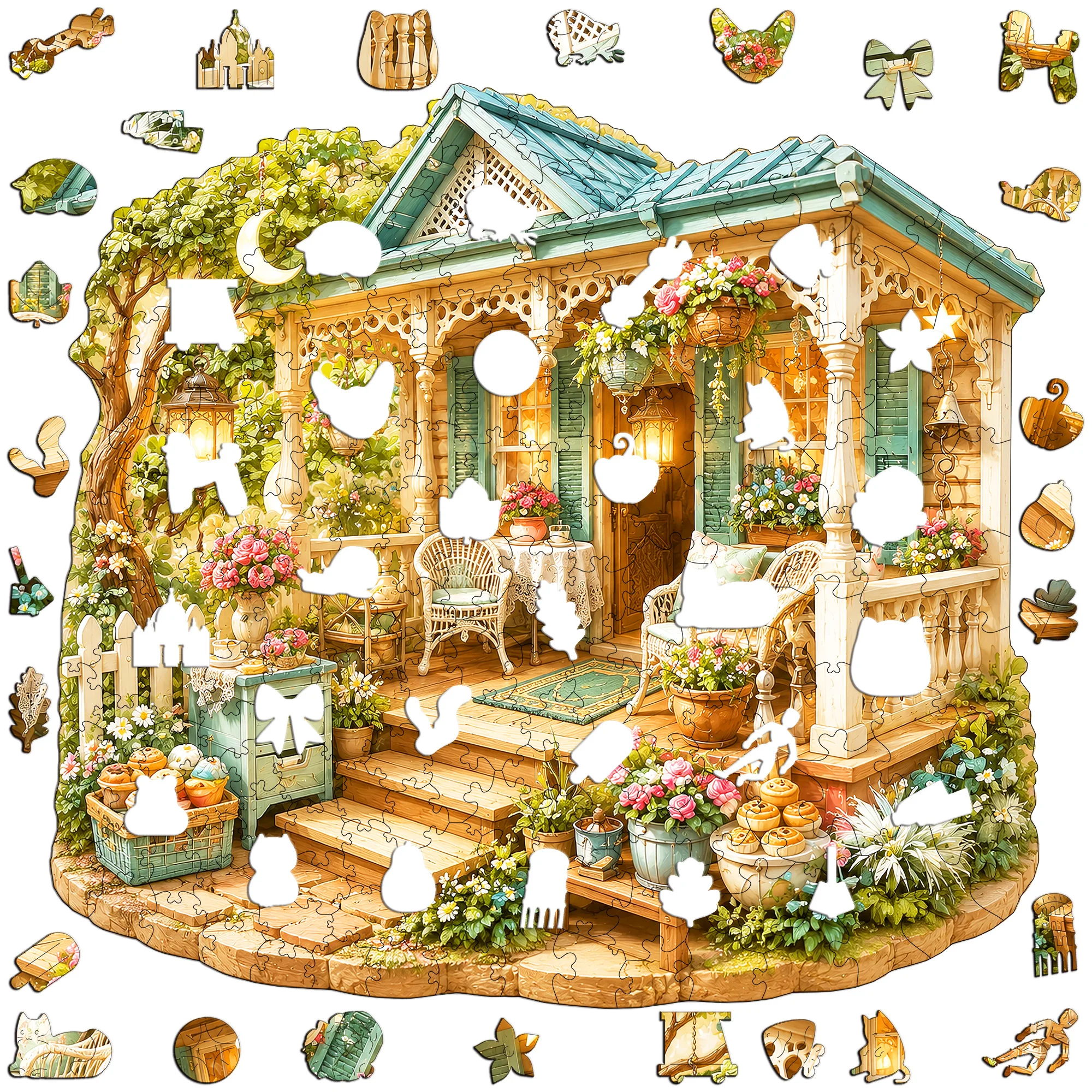 Two Deer Pulling a Gift Flat Wooden Puzzle - Gift Toy - Animal Jigsaw Puzzle - Tabletop Puzzle Game - Christmas Birthday Gift