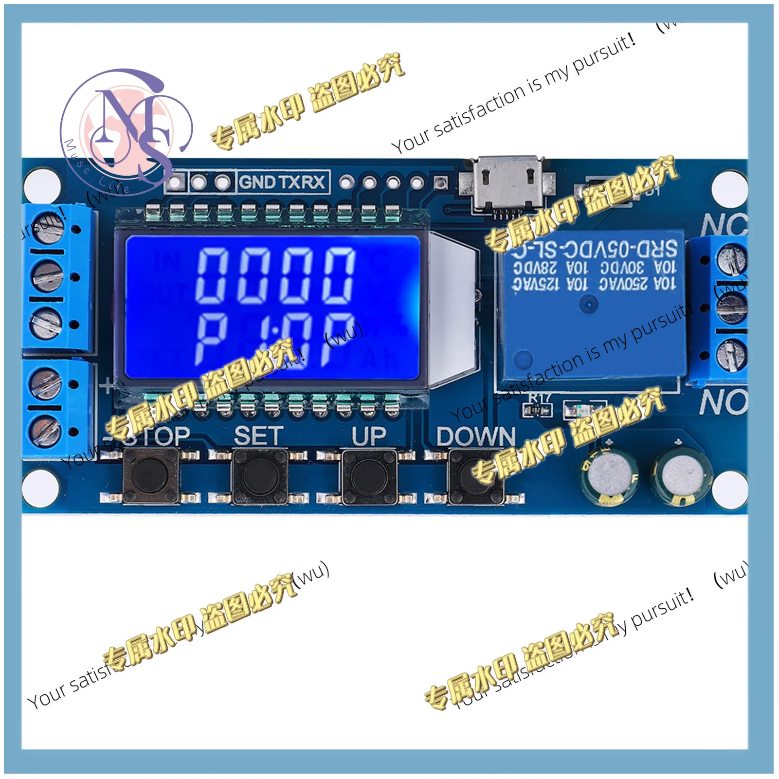 5/12/24V delay relay module, delayed shutdown timer with LCD display (0.01 seconds – 9999 minutes)