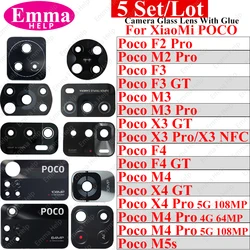 5pcs Kamera objektiv glas für xiaomi poco m4 pro x4 pro hinten hinten f4 gt f3 x3 gt x3 pro nfc m3 pro rückseitiges kamera objektiv mit kleber