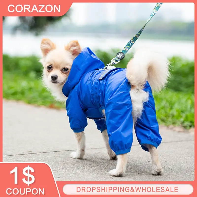 XS-XXL Pets Dog Clothes Hooded Raincoats Strip Dogs Rain Coat Waterproof Jackets Outdoor Breathable Clothes For Puppies