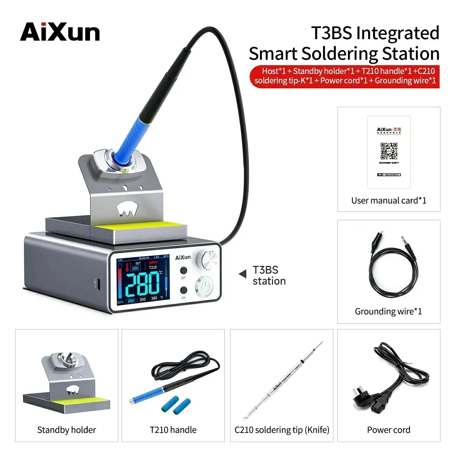 AIXUN T3A T3B Smart Soldering Station Welding T115/T210/T245/T12 Rework Station T3AS T3BS For PCB SMD BGA Repair Welding Tools