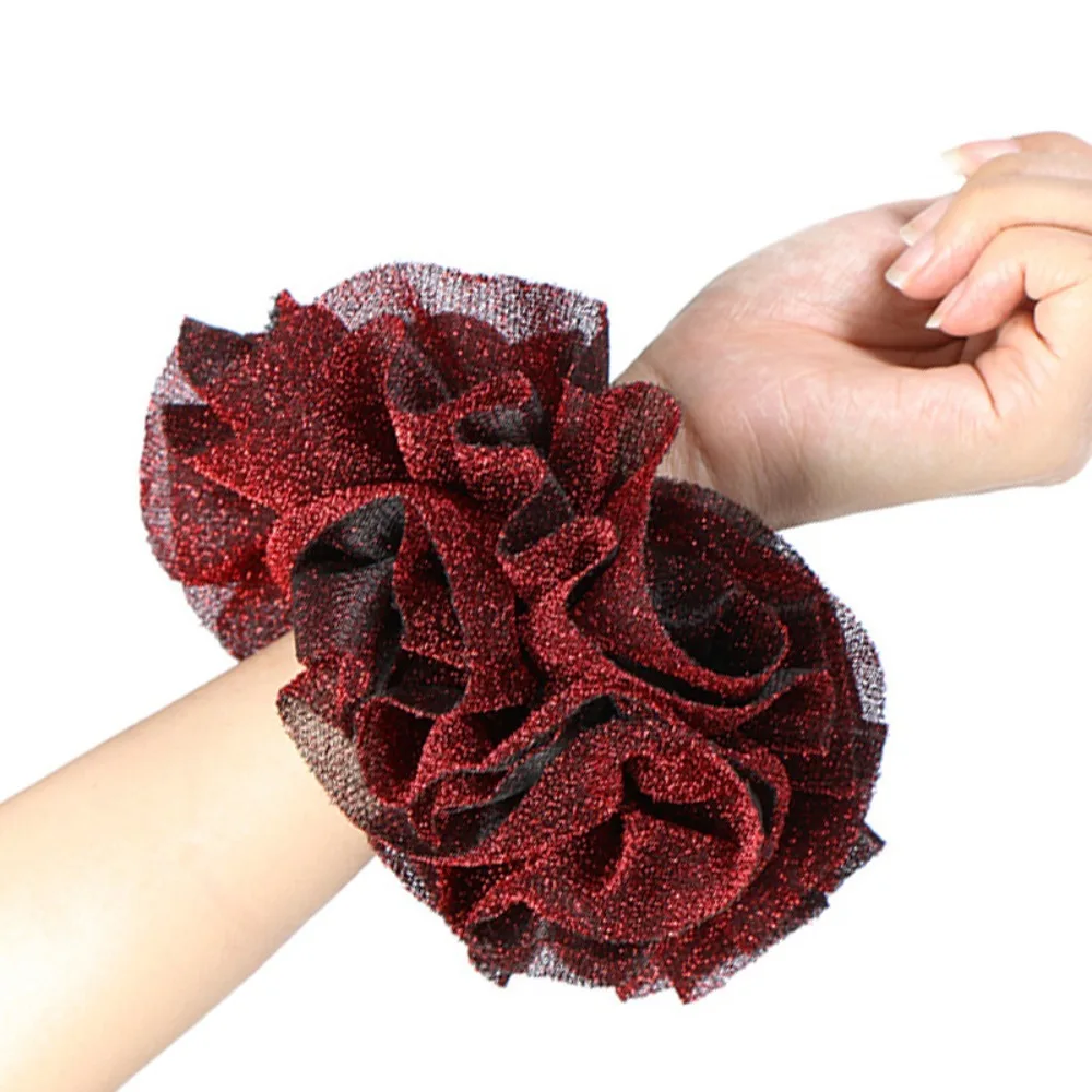 Brand New Headwear Oversize Scrunchies Fabric Art Elastic Elastic Rubber Bands Golden Velvet Glitter Ponytail Hair Rope Hair