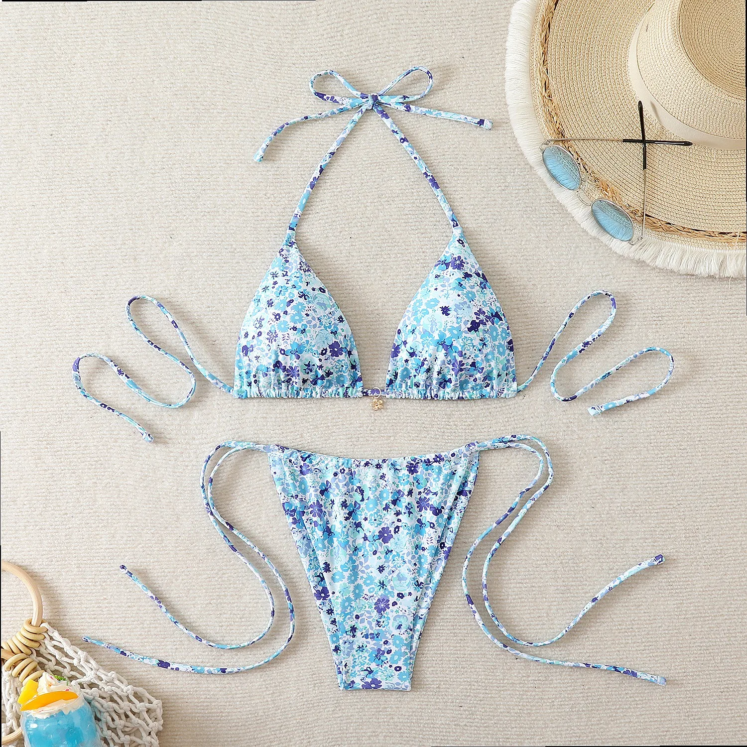 2026 Sweet Bow Knot High Waist Sexy Bikini Set Padded Swimwear For Women Summer Beach Pool Holiday Vacation Bathing Suit