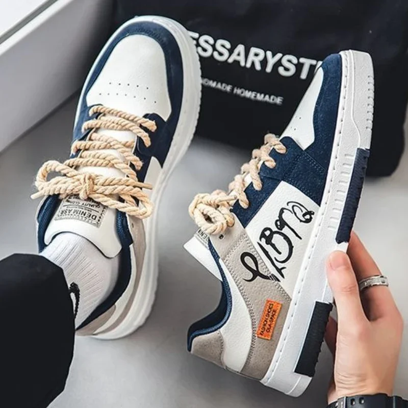 2025 패션 디자이너 남성 신발 캐주얼 플랫폼 스니커즈 레이스업 트레이너 학생 스니커즈 남성용 가황화 신발 자파티야스 옴브레