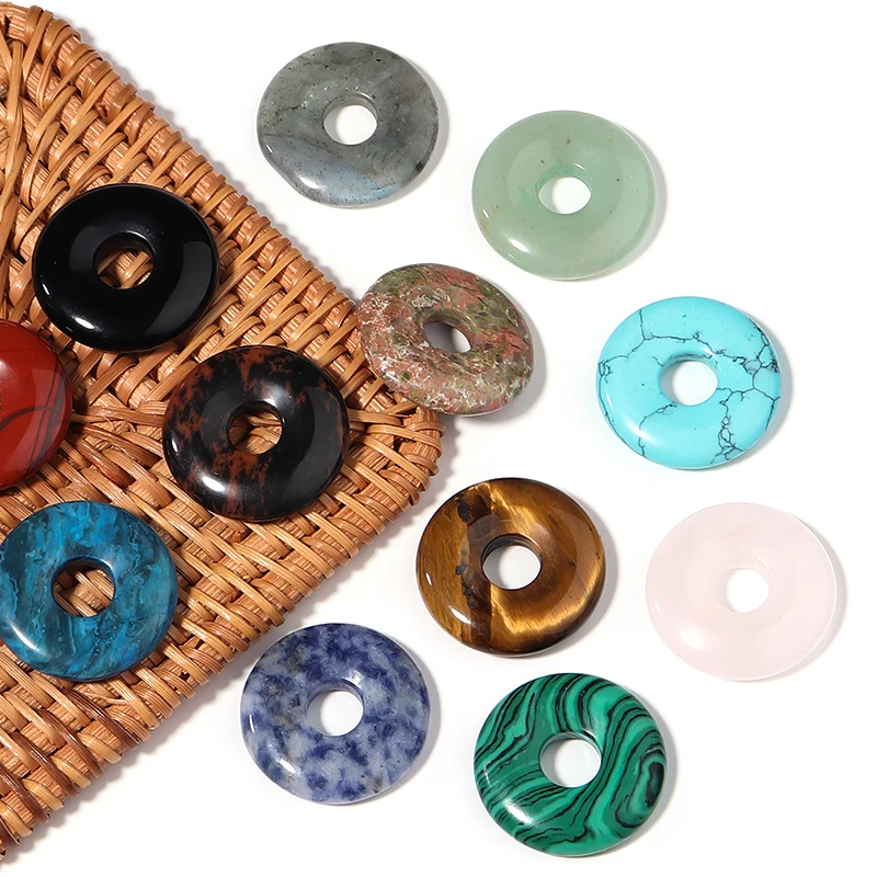 

2pcs 18/25mm Big Hole Natural Stone/Malachite/Tiger eye Stone Safe Buckle Loose Beads For Jewelry Making DIY Amulet Accessories