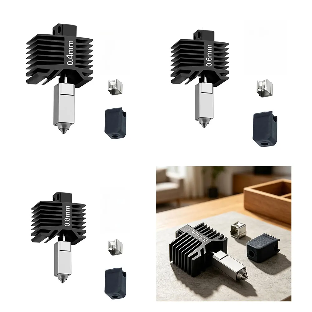 1pc 0.4mm Hardened Steel Hot End Heating Block Kit Metal Nozzle For Bambu Lab X1 P1P P1S 3D Parts Accessories